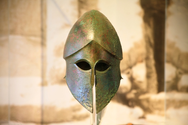 Corinthian style bronze helmet - now in the Nafplio museum